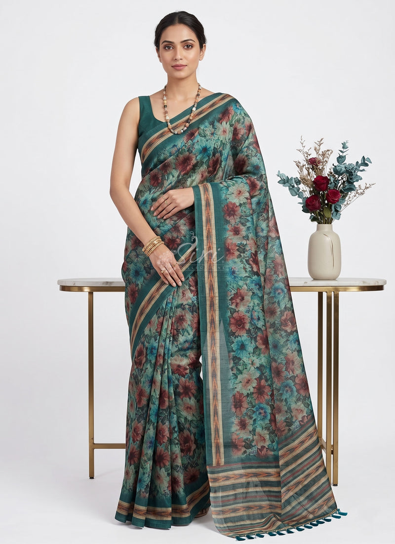 Lovely Digital Print Chanderi Saree
