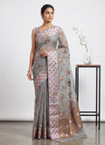 Trendy Soft Organza Saree in Jute Pallu