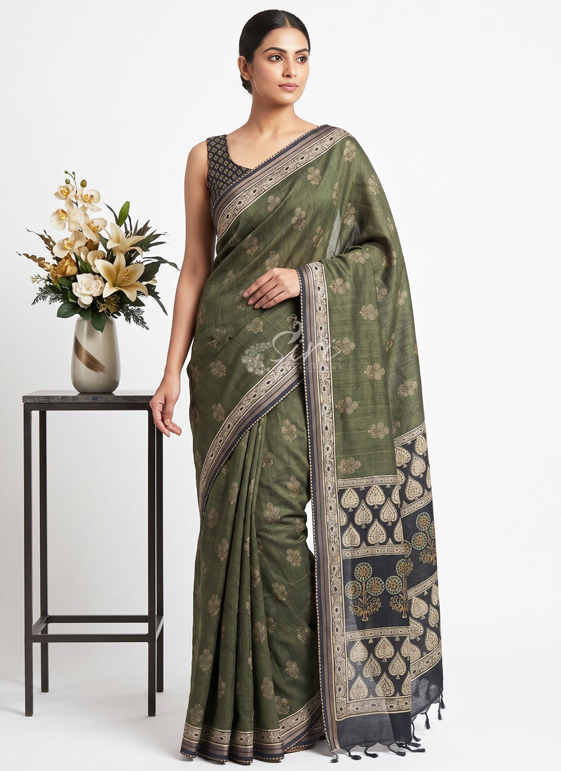Designer Digital Print Semi Tussar Saree with Blouse