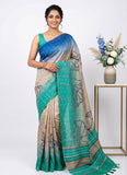 Premium Digital Printed Shaded Bhagalpur Silk Saree with Blouse