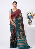 Premium Digital Printed Shaded Bhagalpur Silk Saree with Blouse