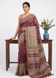 Latest Linen Blend Chanderi Printed Saree with Blouse