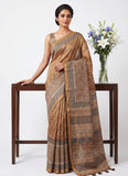 Latest Linen Blend Chanderi Printed Saree with Blouse