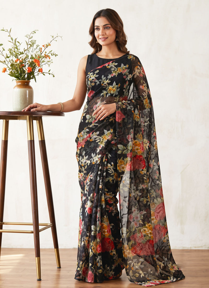 Garden Vareli Premium Quality Special Spectra Brasso Saree without Blouse