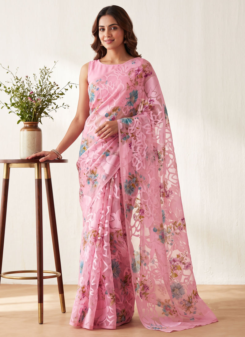 Garden Vareli Premium Quality Special Spectra Brasso Saree without Blouse