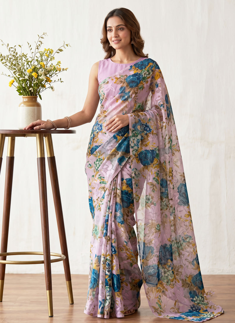 Garden Vareli Premium Quality Special Spectra Brasso Saree without Blouse