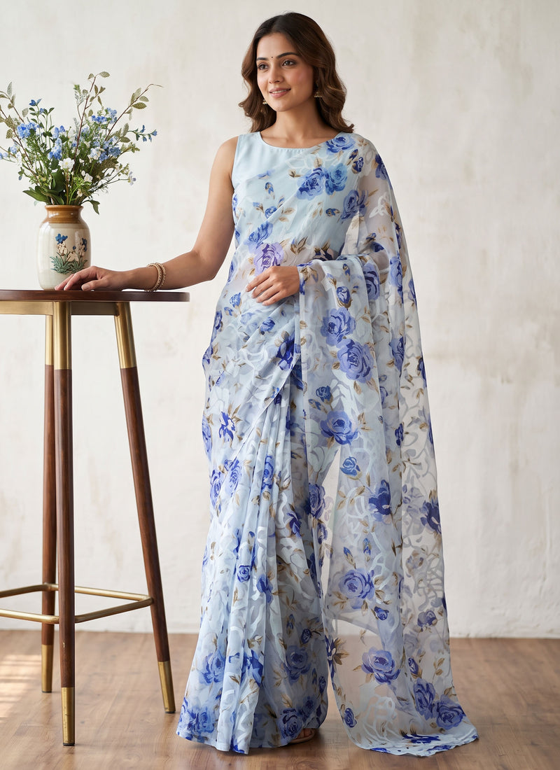 Garden Vareli Premium Quality Special Spectra Brasso Saree without Blouse
