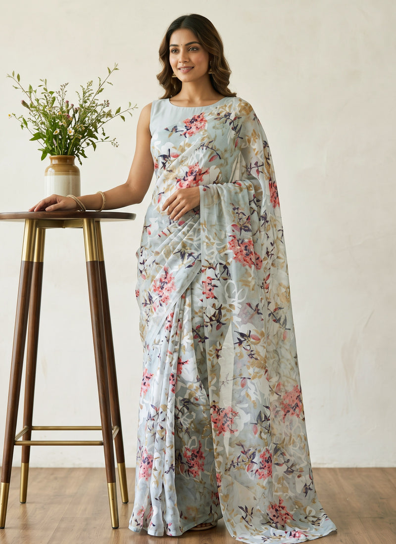 Garden Vareli Premium Quality Special Spectra Brasso Saree without Blouse