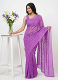 High Quality Latest Garden Lock Chiffon Brasso Saree