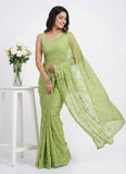 High Quality Latest Garden Lock Chiffon Brasso Saree
