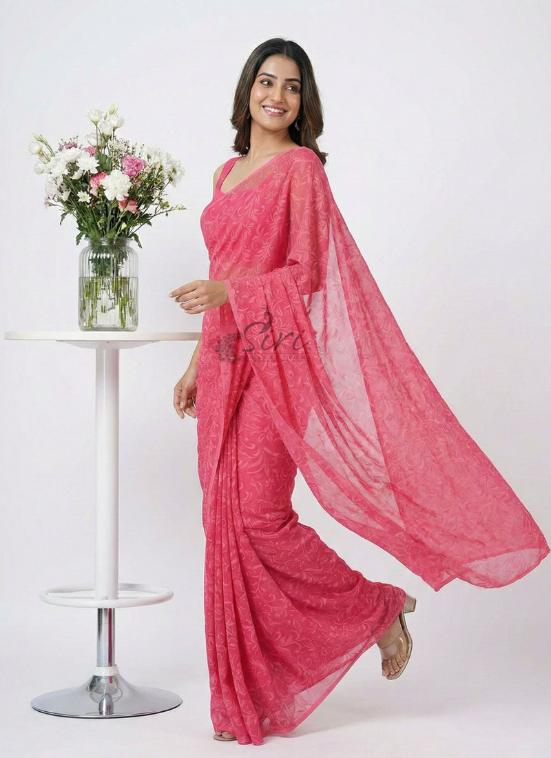 High Quality Latest Garden Lock Chiffon Brasso Saree