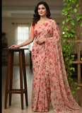 Authentic Garden Vareli Printed Georgette Saree