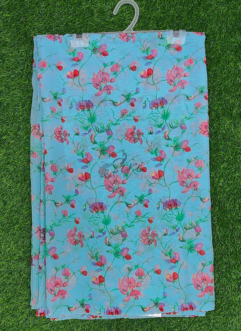 Authentic Garden Vareli Printed Georgette Saree