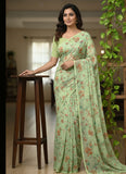 Authentic Garden Vareli Printed Georgette Saree