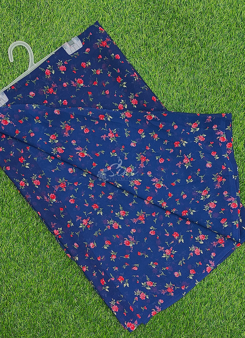 Authentic Garden Vareli Printed Georgette Saree