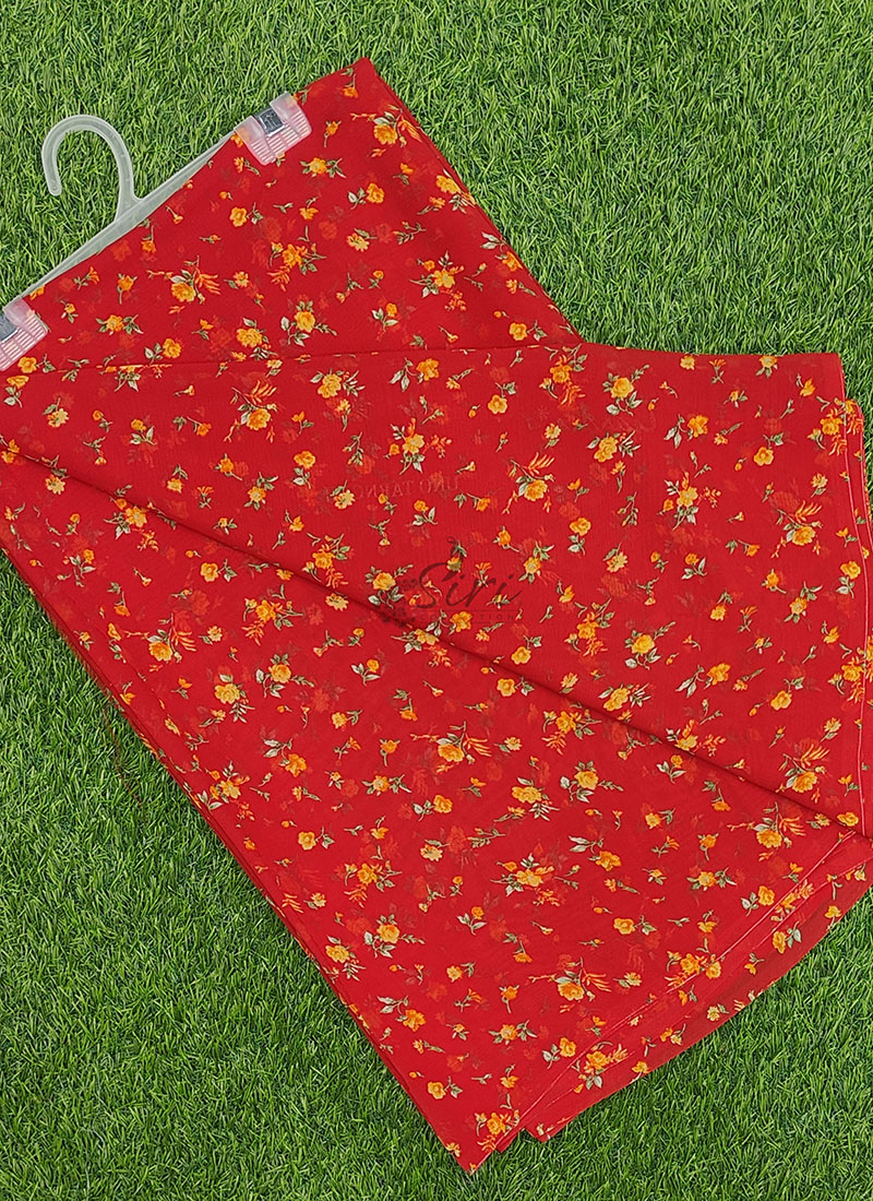 Authentic Garden Vareli Printed Georgette Saree