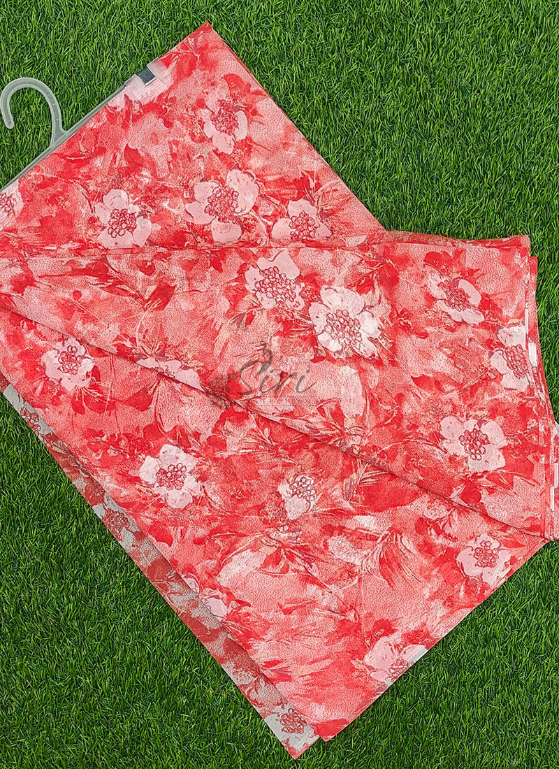 Authentic Garden Vareli Printed Georgette Saree