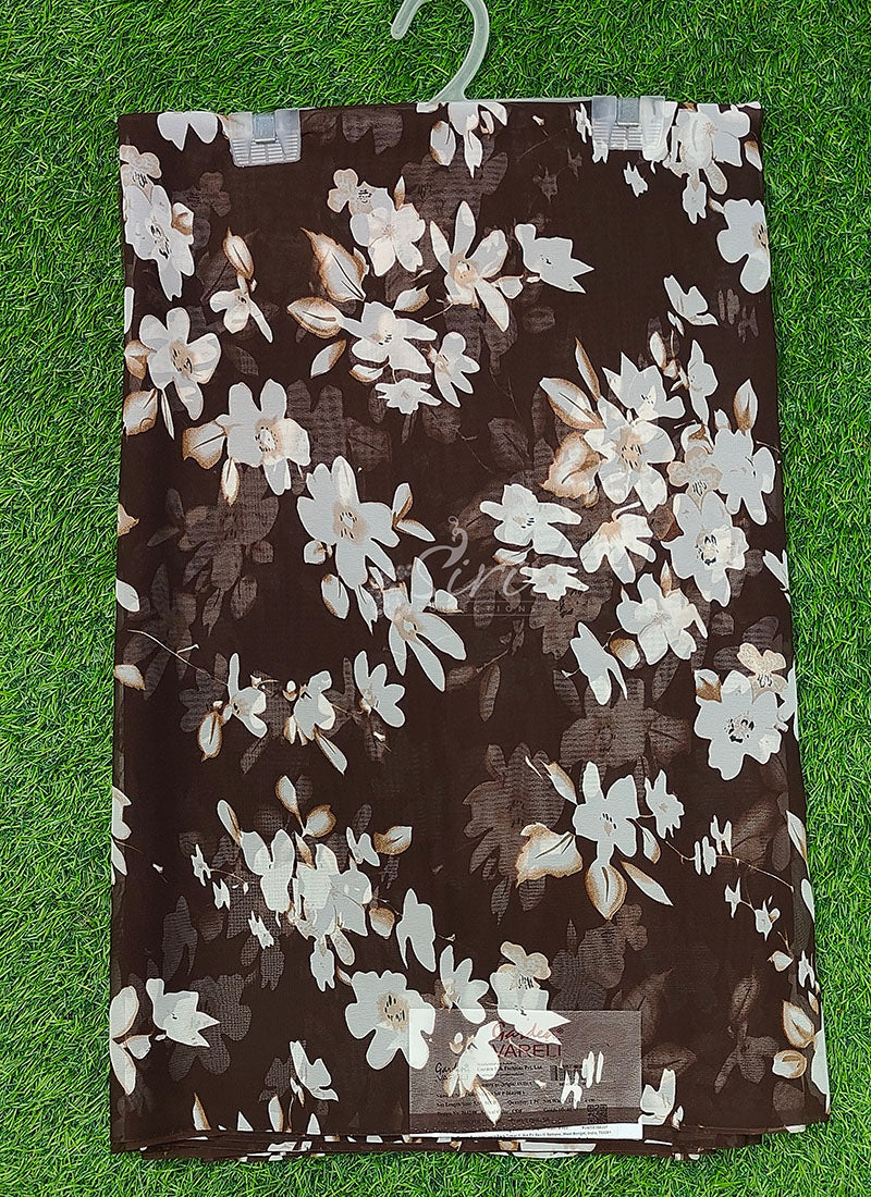 Authentic Garden Vareli Printed Georgette Saree
