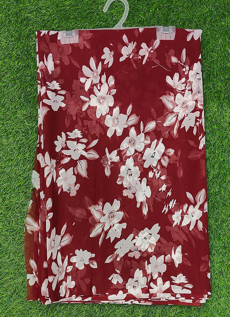 Authentic Garden Vareli Printed Georgette Saree