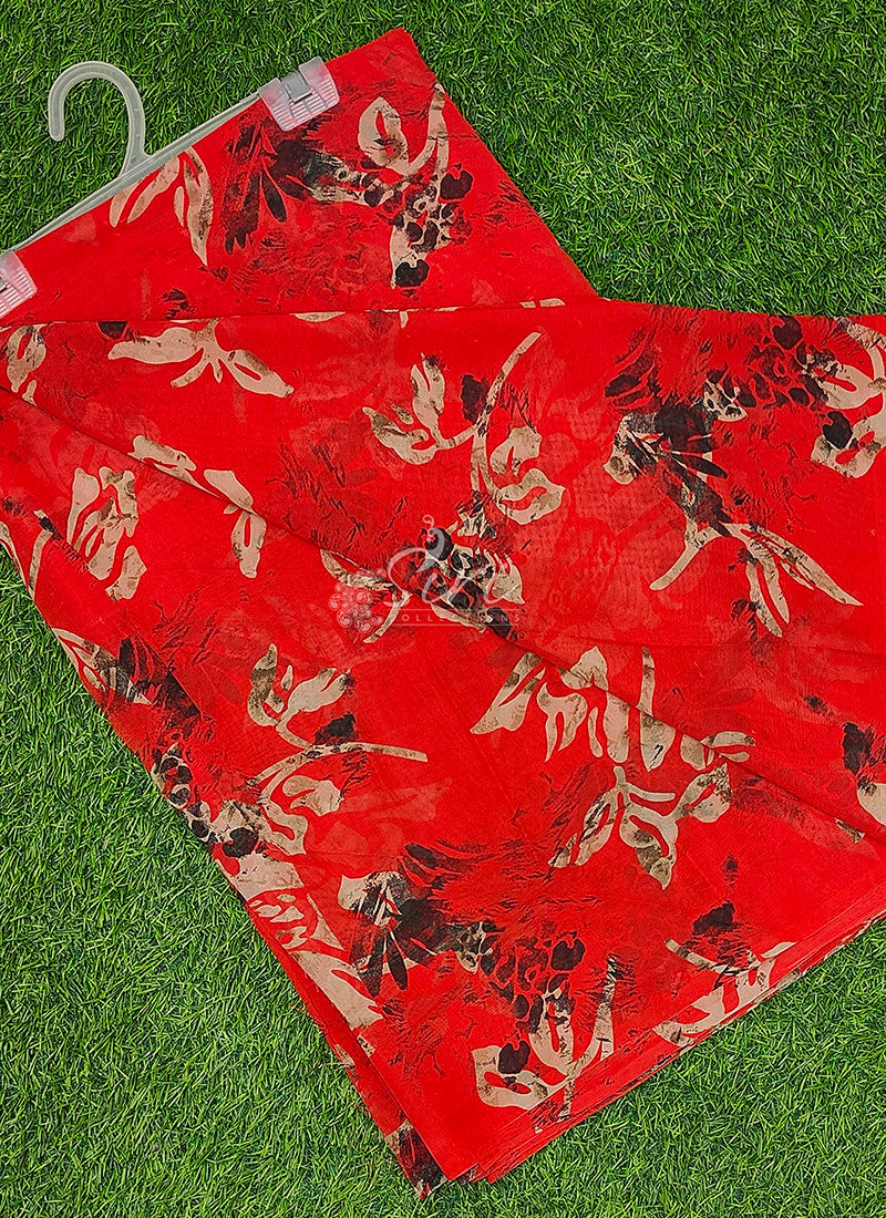Authentic Garden Vareli Printed Georgette Saree
