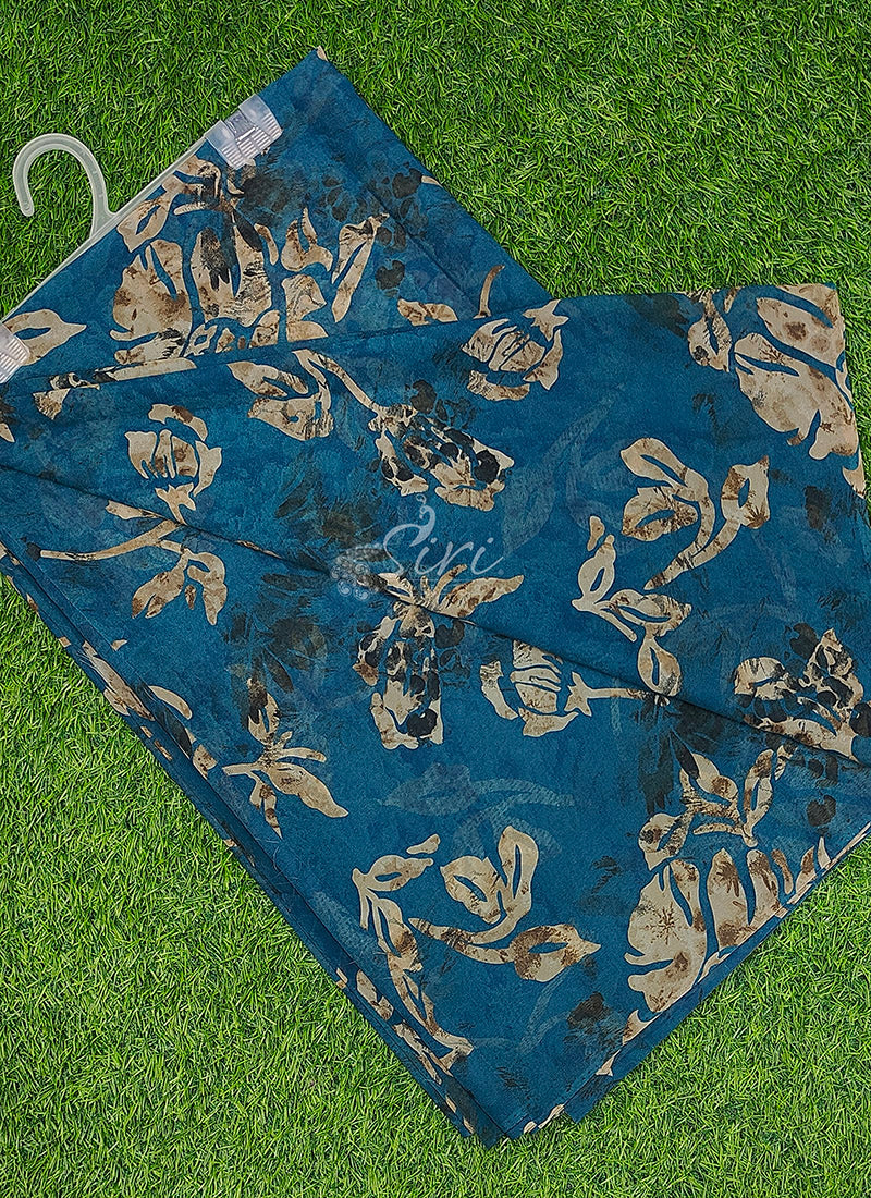 Authentic Garden Vareli Printed Georgette Saree