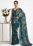 Authentic Garden Vareli Printed Georgette Saree