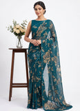 Authentic Garden Vareli Printed Georgette Saree