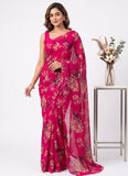 Authentic Garden Vareli Printed Georgette Saree