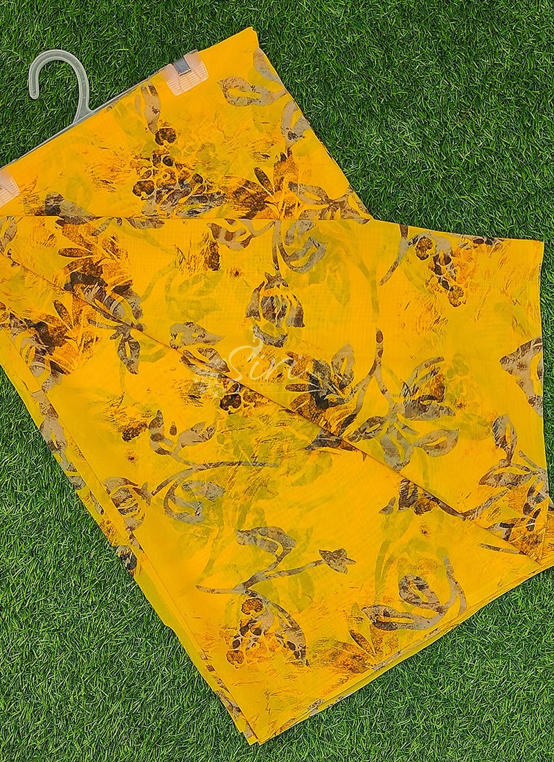 Authentic Garden Vareli Printed Georgette Saree