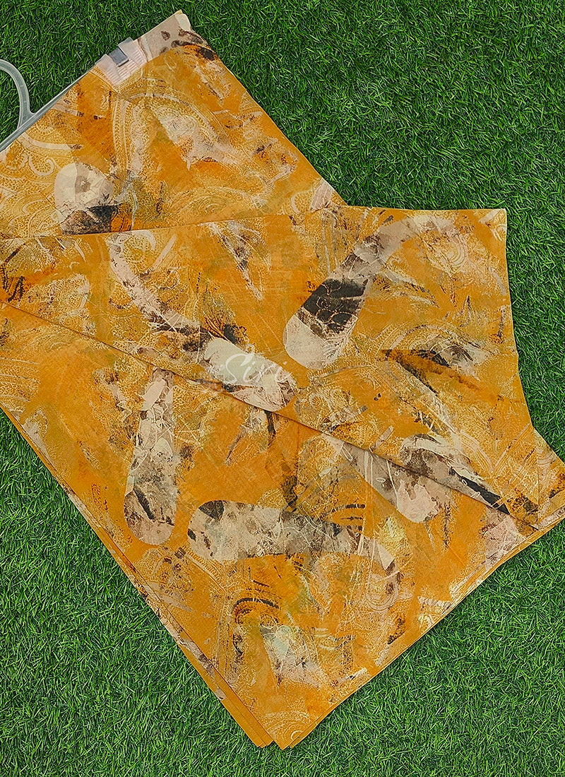 Authentic Garden Vareli Printed Georgette Saree