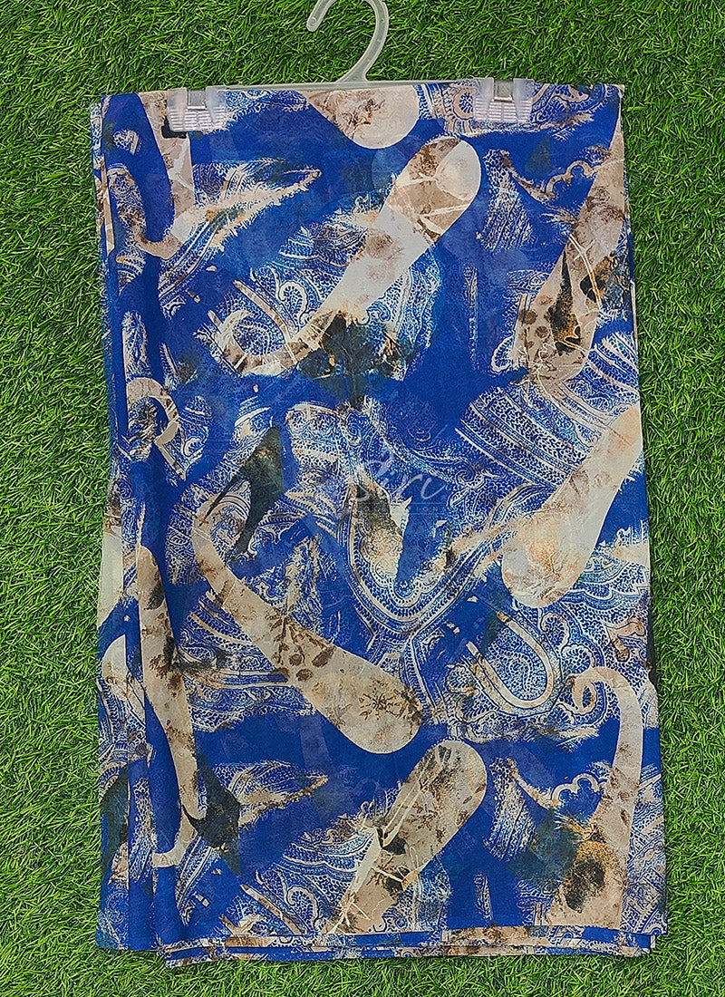 Authentic Garden Vareli Printed Georgette Saree