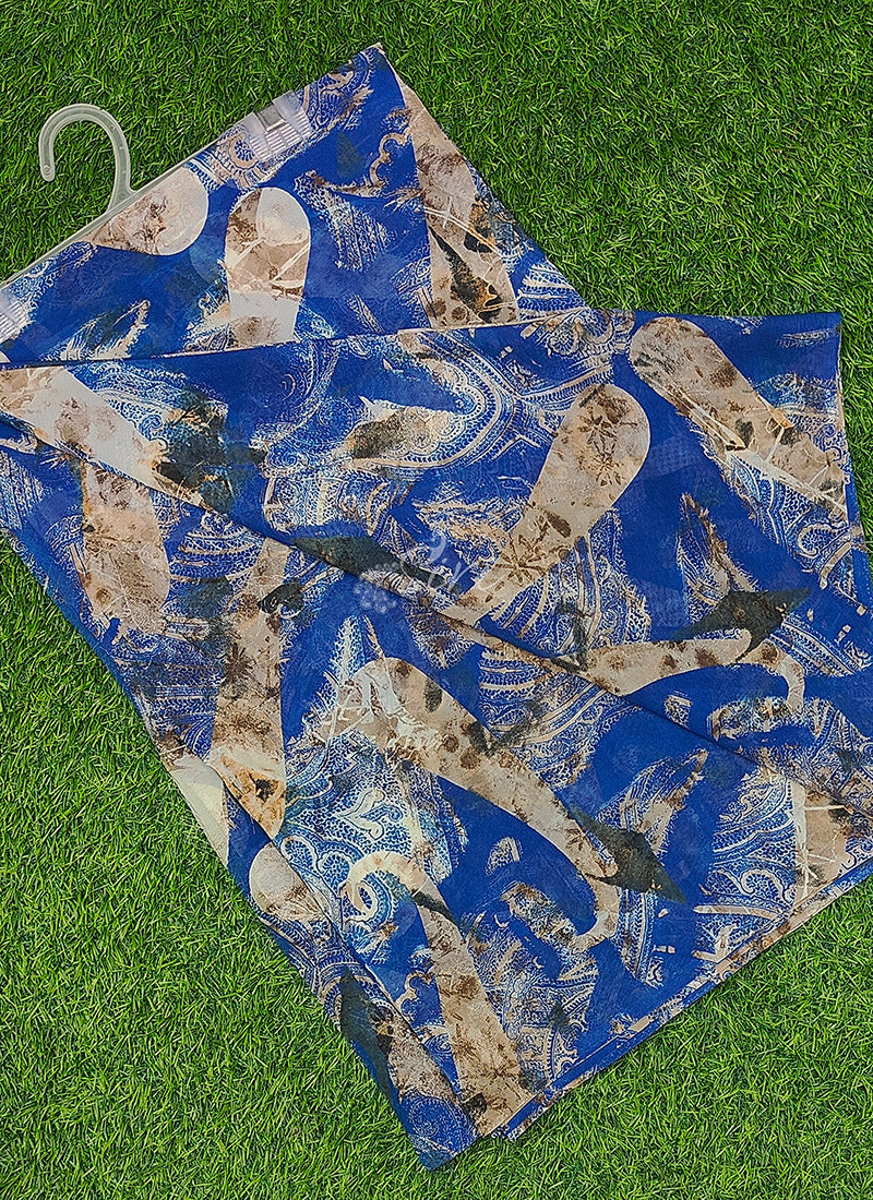 Authentic Garden Vareli Printed Georgette Saree