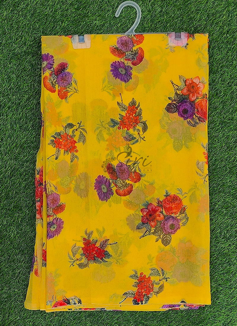 Exclusive Garden Vareli Printed Lentus Saree