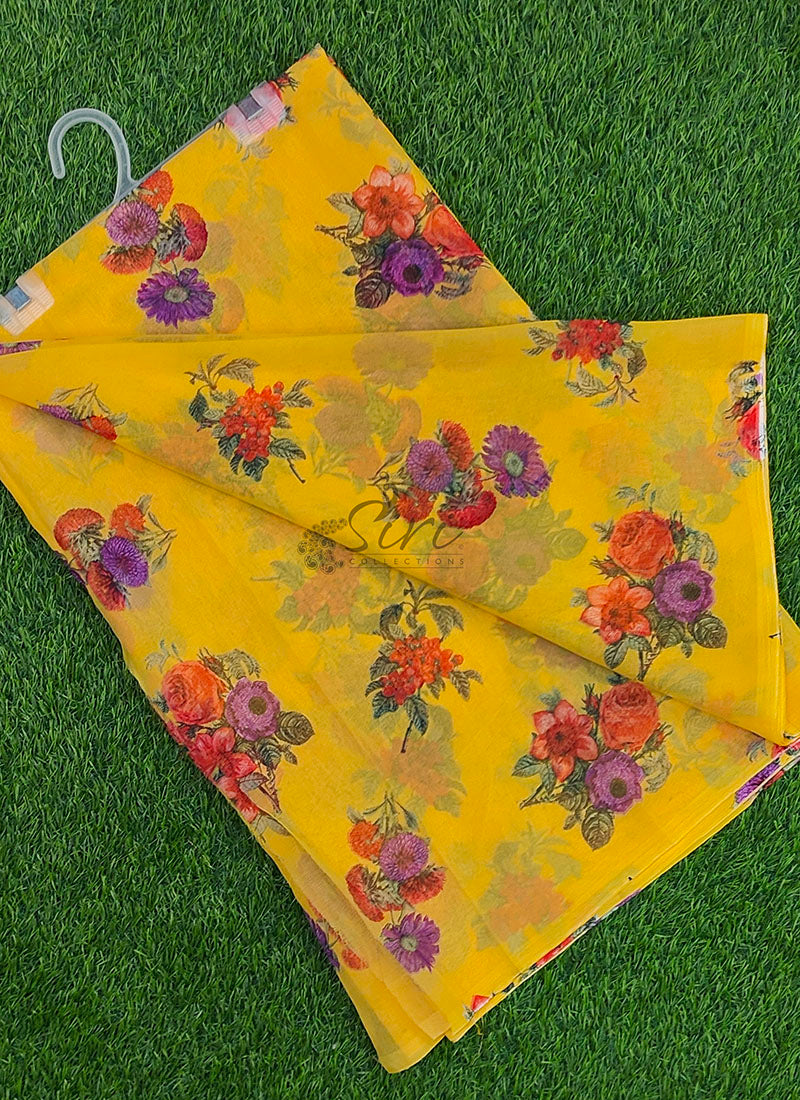 Exclusive Garden Vareli Printed Lentus Saree