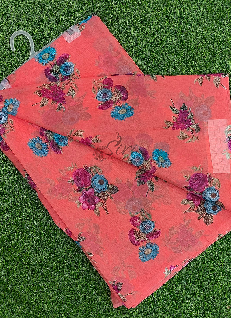 Exclusive Garden Vareli Printed Lentus Saree