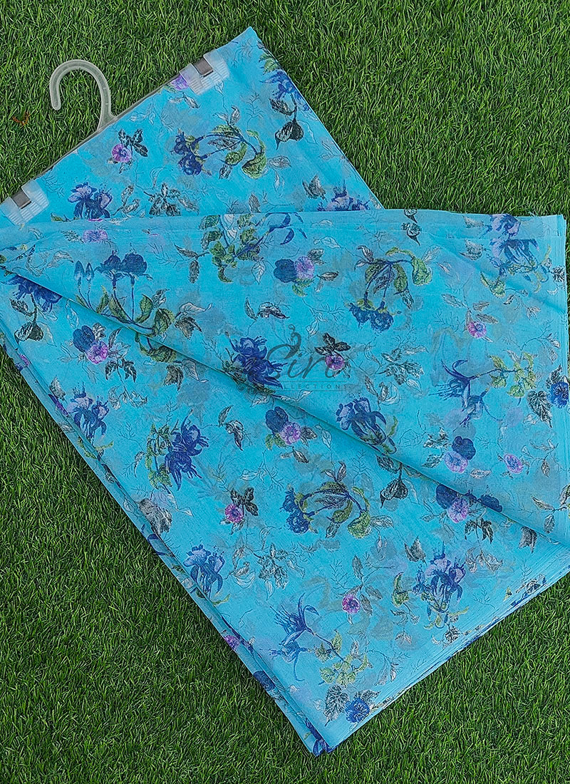 Exclusive Garden Vareli Printed Lentus Saree
