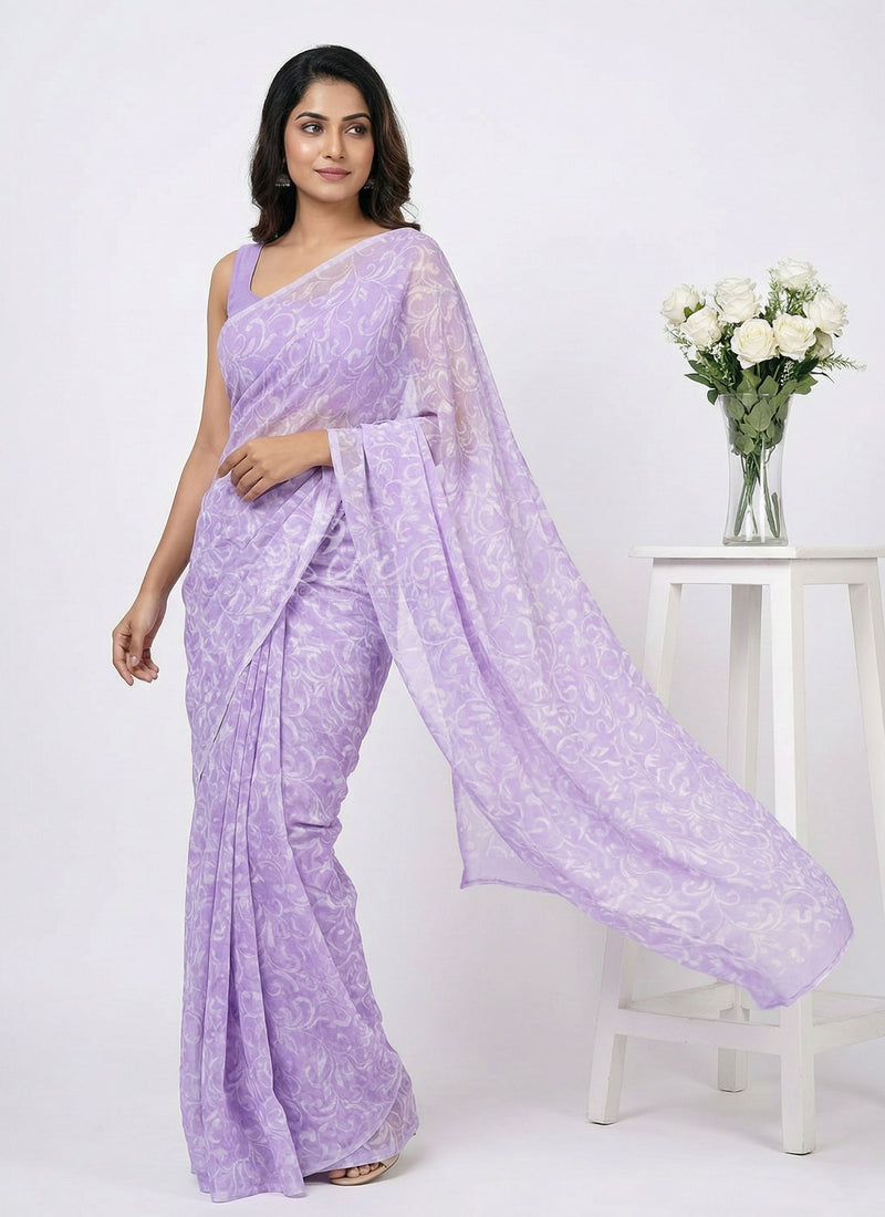 Exclusive Garden Vareli Printed Lentus Saree