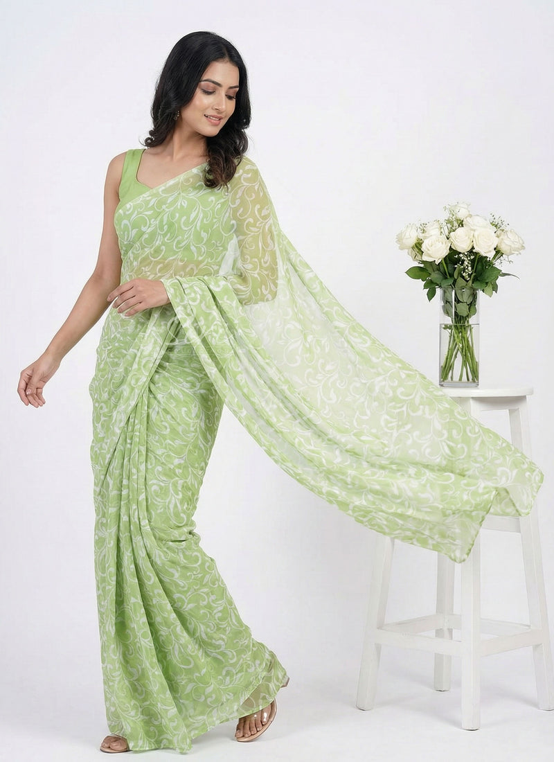 Exclusive Garden Vareli Printed Lentus Saree