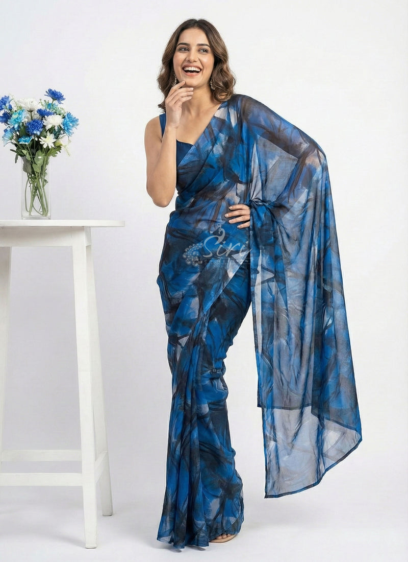 Beautiful Latest Printed Nara Chiffon Saree