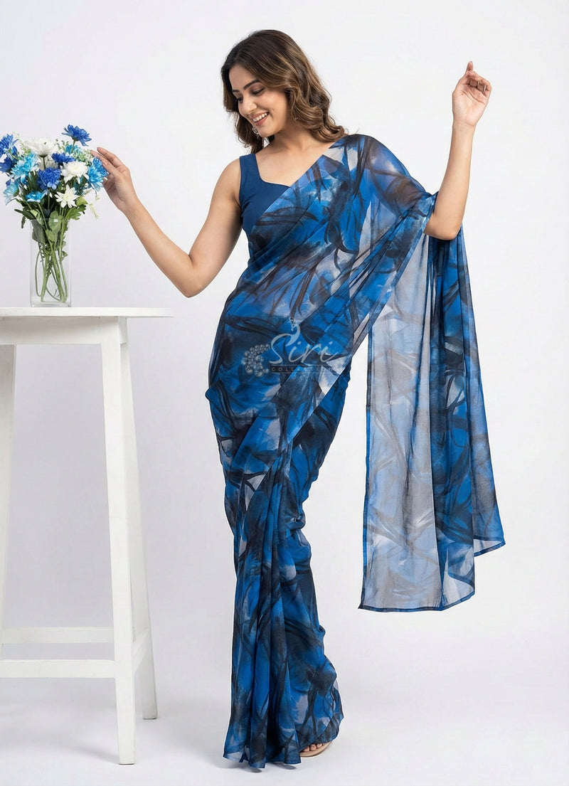Beautiful Latest Printed Nara Chiffon Saree