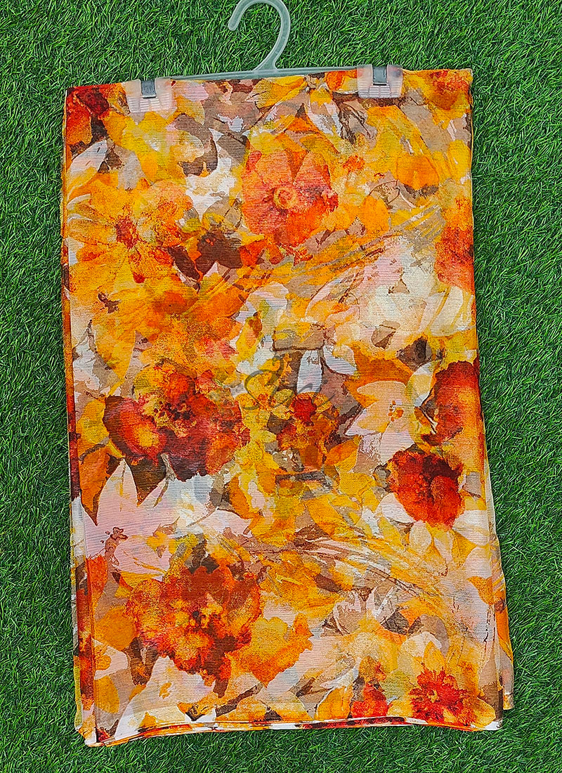 High Quality Garden Vareli Printed Nara Chiffon Saree