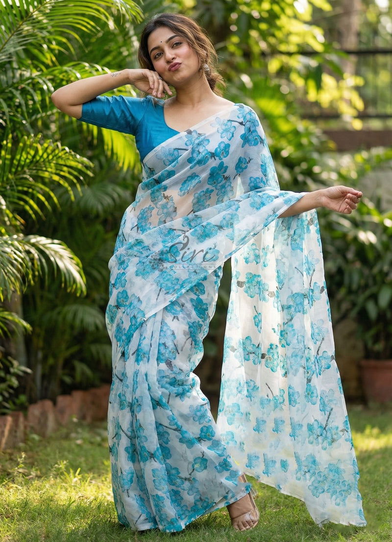 Garden Vareli Printed Nara Chiffon Saree