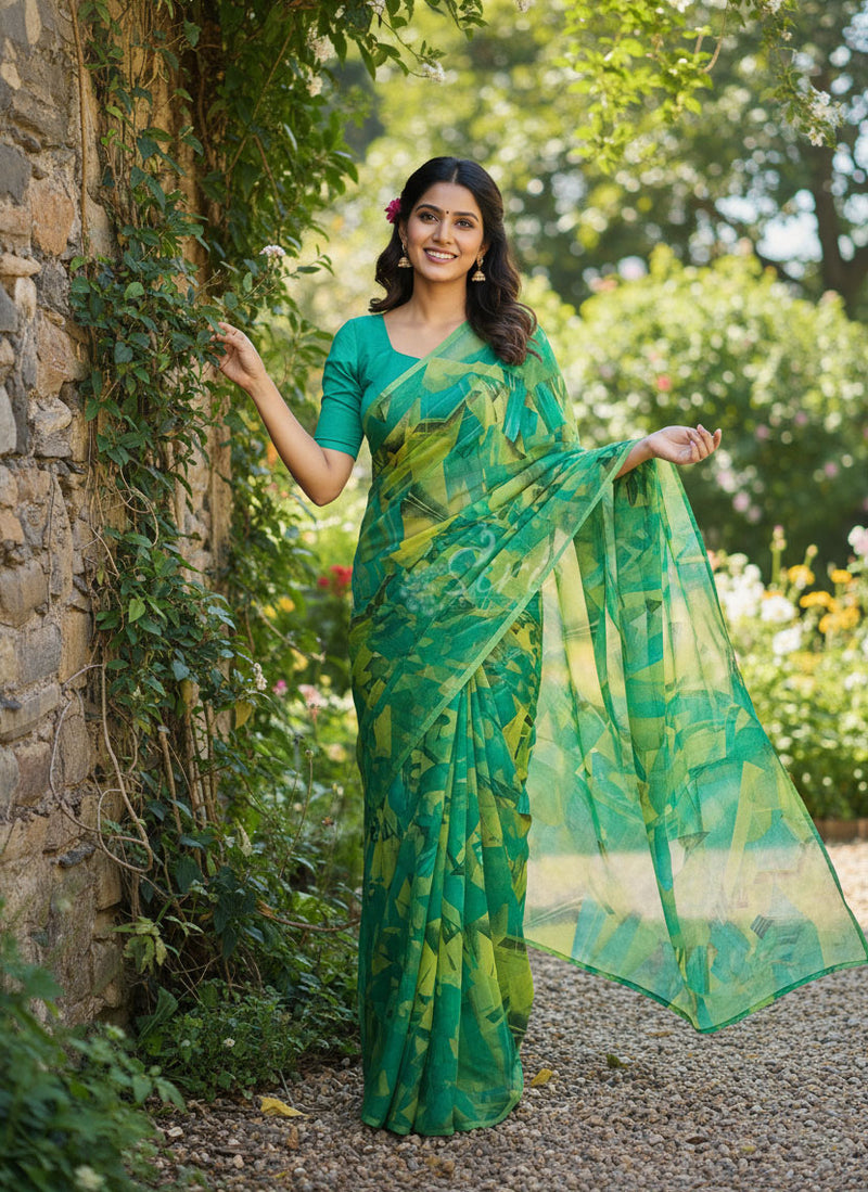 Garden Vareli Printed Nara Chiffon Saree