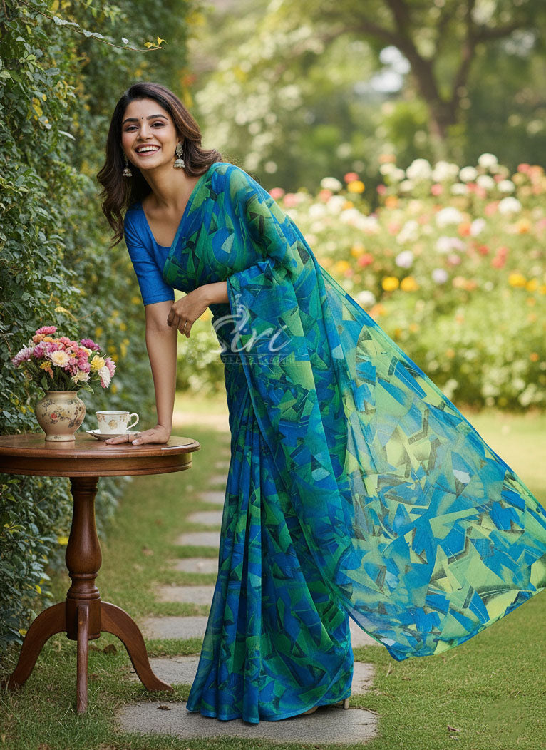 Garden Vareli Printed Nara Chiffon Saree