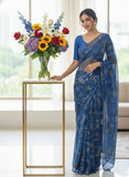 Latest Garden Vareli Printed Nara Chiffon Saree