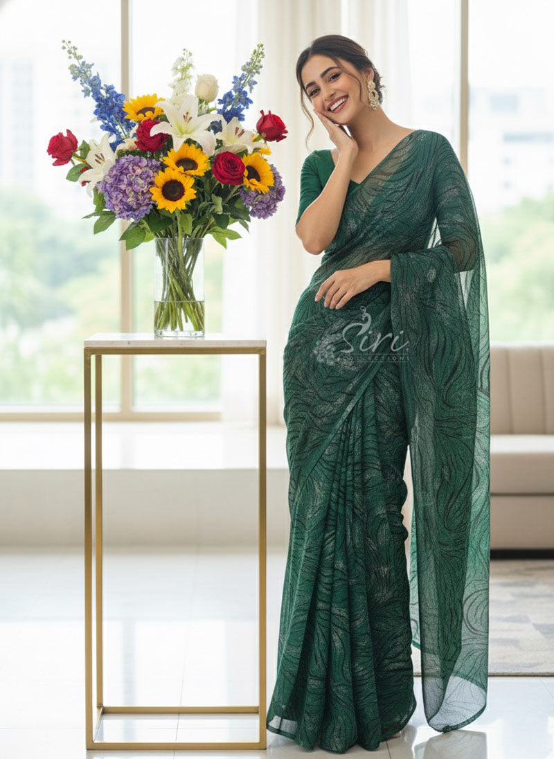 Latest Garden Vareli Printed Nara Chiffon Saree