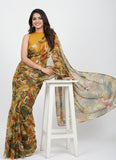 Authentic Garden Vareli Printed Nara Chiffon Saree