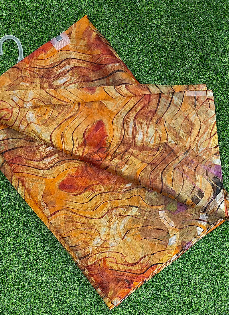 Authentic Garden Vareli Printed Nara Chiffon Saree