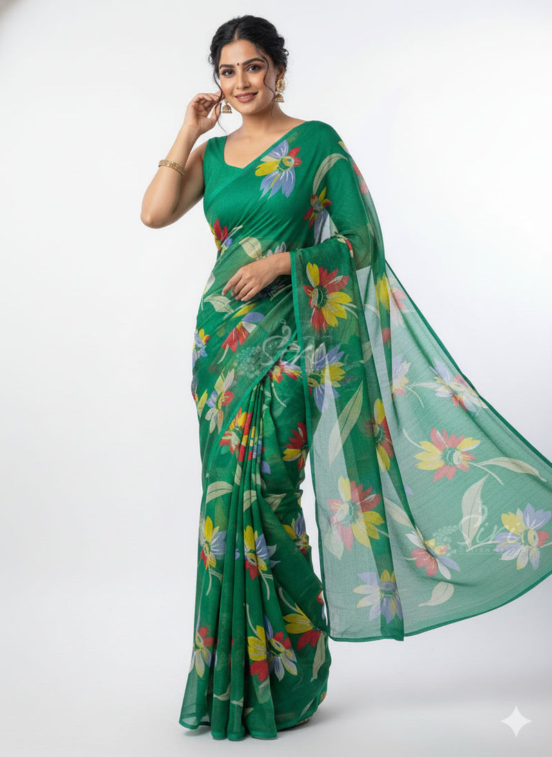 Latest Garden Vareli Floral Nara Chiffon Saree