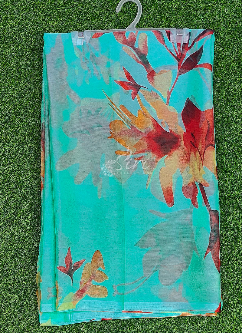 Beautiful Garden Vareli Nova Nara Chiffon Saree